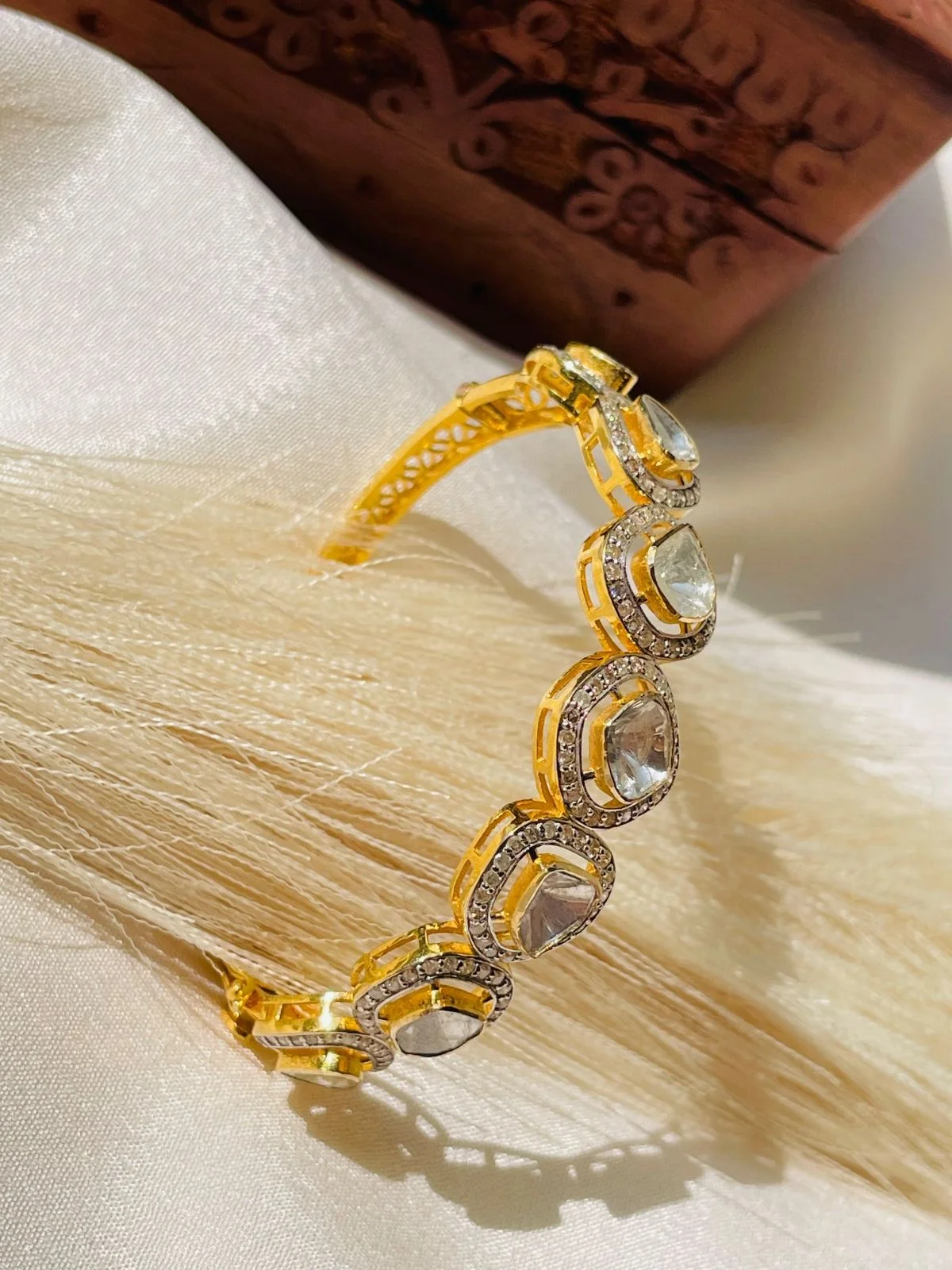 Diamond polki bracelet of gold diaomd polki bracelet of gold