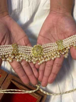 Natural diamond polkis set into lightweight 22K gold ornament