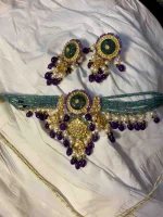 Natural diamond polki accents on lightweight 22K gold ornament