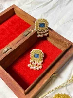 Lightweight gold earrings with natural diamond polki craftsmanship